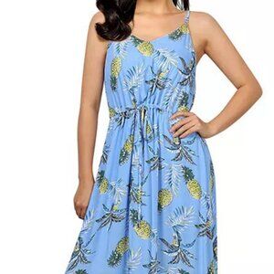Women V Neck Adjustable Strap Sleeveless Boho Beach Floral Maxi With Pockets